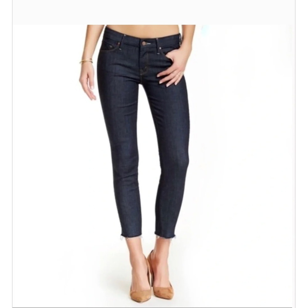 MOTHER Looker Ankle Fray Jeans So Good Dark Wash Skinny Denim Size 29